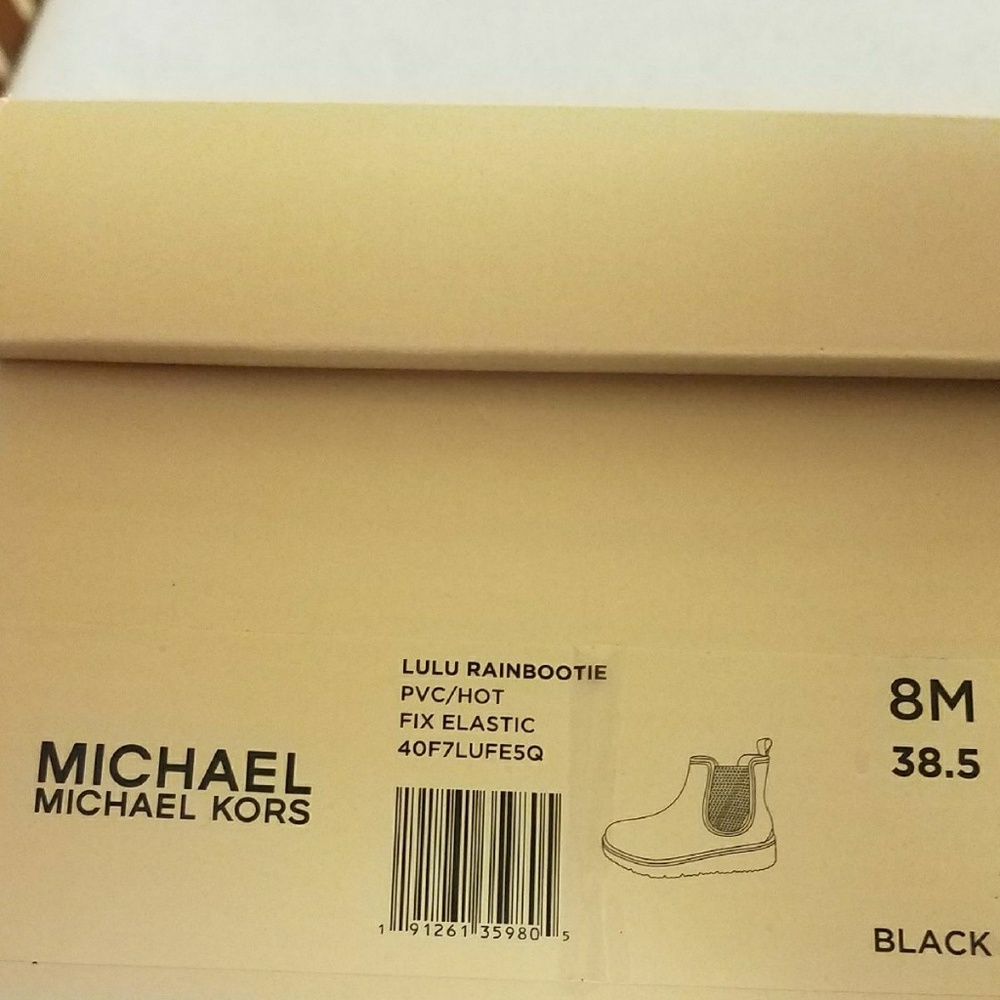 New Michael Kors Black Rubber Rainboots Size 8 - Picture 8 of 8